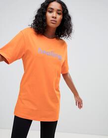 Оранжевая футболка из органического хлопка Weekday - Оранжевый 1344397