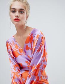 Блузка с цветочным принтом и запахом River Island - Фиолетовый 1308675