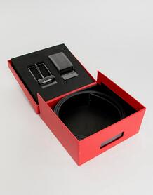 Черный двусторонний кожаный ремень в подарочной упаковке Hugo Gino 1315666