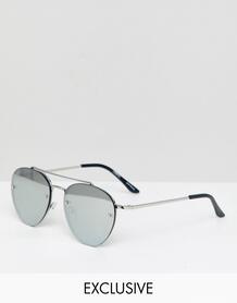 Круглые солнцезащитные очки с серебристыми зеркальными стеклами Reclai Reclaimed Vintage 1231780