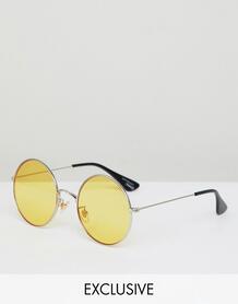 Круглые солнцезащитные очки с желтыми стеклами Reclaimed Vintage Inspi 1231784