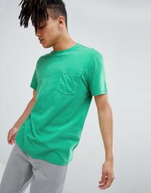 Зеленая футболка с выбеленным карманом Weekday - Зеленый 1332591