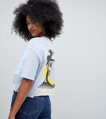 Голубая укороченная oversize-футболка с принтом банана Crooked Tongues 1330273