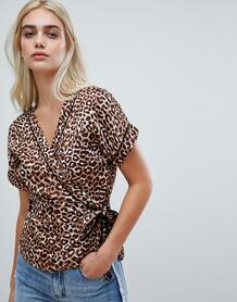 Блузка с леопардовым принтом и запахом Pieces - Мульти 1323272