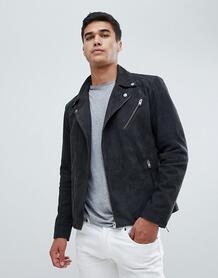 Кожаная байкерская куртка Selected Homme - Серый 1265904