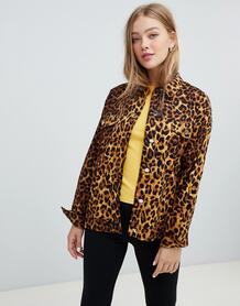 Куртка в стиле рубашки с леопардовым принтом Daisy Street - Коричневый 1329653