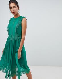 Кружевное платье миди с оборками Ted Baker Porrla - Зеленый Ted Baker 1345365