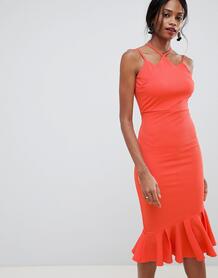 Фактурное облегающее платье миди с бретельками ASOS DESIGN - Красный 1307262