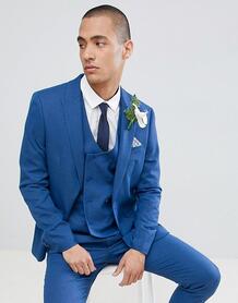 Синий облегающий фактурный пиджак ASOS DESIGN wedding - Синий 1252613