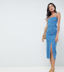 Синее джинсовое платье миди с пуговицами сбоку ASOS DESIGN Tall Asos Tall 1292534