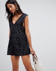 Платье с вышивкой Free People - Черный 1342865