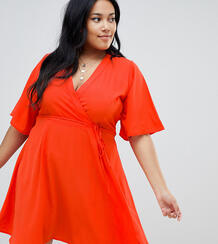 Платье с запахом и завязкой Glamorous Curve - Оранжевый 1319469