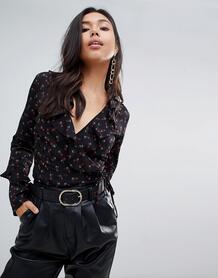 Блузка с цветочным принтом и оборками Missguided - Черный 1286200