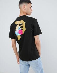 Черная футболка с принтом логотипа и розы на спине Primitive Skateboar 1284084