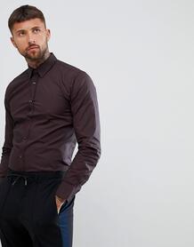 Приталенная рубашка из поплина черного/бордового цвета с принтом HUGO 1317323