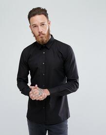 Черная приталенная рубашка из поплина HUGO - Черный 1315472
