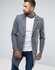 Полушерстяное светло-серое пальто ASOS DESIGN - Серый 1250153