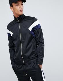 Черная спортивная куртка с синими полосками по бокам Criminal Damage 1311162