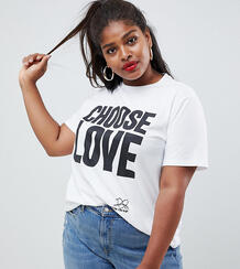 Белая футболка из органического хлопка Help Refugees Choose Love Curve Asos Curve 1312121