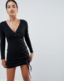 Платье мини на шнуровке In The Style Tammy Hembrow - Черный 1324445