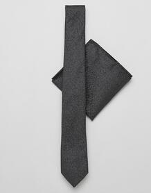 Набор из галстука и платка для нагрудного кармана черного цвета с блес Burton Menswear 1285408
