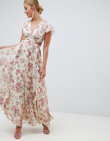 Плиссированное платье макси с цветочным принтом ASOS DESIGN - Мульти 1271556