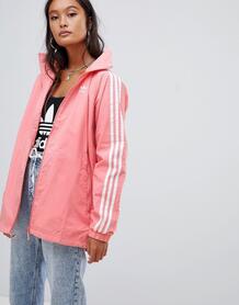 Розовая куртка с капюшоном и тремя полосками Adidas Originals 1244048