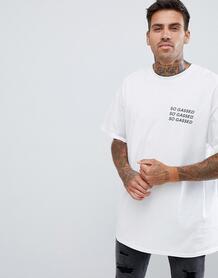 Белая oversize-футболка с принтом boohooMAN - Белый 1333307