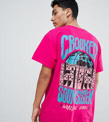 Свободная футболка с принтом Crooked Tongues - Розовый 1328364
