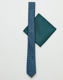 Узкий галстук с геометрическим принтом и зеленый платок-паше ASOS DESI ASOS DESIGN 1317955