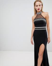 Декорированное платье-халтер макси Forever Unique - Черный 1273681