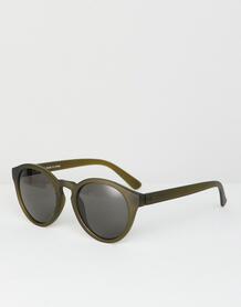 Круглые солнцезащитные очки цвета хаки Weekday - Зеленый 1340545