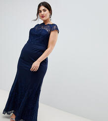 Кружевное платье макси Chi Chi London Plus - Темно-синий 1301626