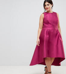 Платье асимметричной длины из сатина Chi Chi London Plus - Фиолетовый 1301627