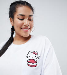 Оversize-футболка Hello Kitty x ASOS DESIGN Curve - Белый Asos Curve 1298016