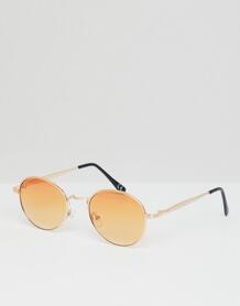 Круглые солнцезащитные очки в золотистой металлической оправе с оранже ASOS DESIGN 1266691