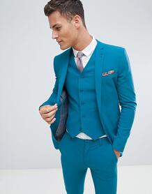 Сине-зеленый облегающий пиджак ASOS DESIGN - Синий 1264219