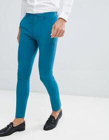 Сине-зеленые облегающие брюки ASOS DESIGN - Синий 1264222