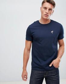 Темно-синяя футболка с круглым вырезом с вышивкой фламинго Burton Mens Burton Menswear 1336991