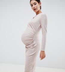 Платье миди цвета металлик со сборками по бокам Flounce London Materni Flounce London Maternity 1312671