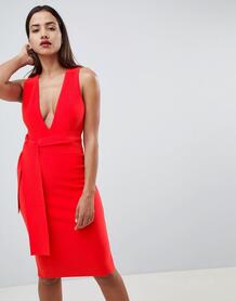Облегающее платье миди с глубоким вырезом Bec & Bridge - Красный 1314286
