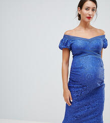 Кружевное платье-футляр миди с открытыми плечами Little Mistress Mater Little Mistress Maternity 1291915
