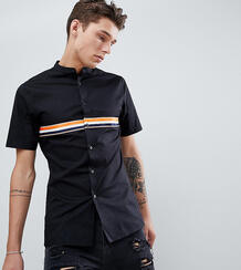 Черная приталенная рубашка с отделкой лентой ASOS DESIGN Tall - Черный 1286554