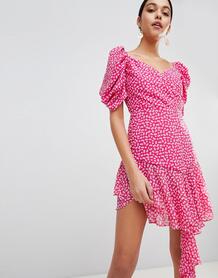 Платье с открытыми плечами и принтом C/meo Collective - Розовый 1272570