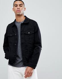 Черная джинсовая куртка с рваными локтями Hollister - Черный 1323197