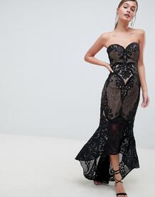 Кружевное платье макси с вырезом сердечком Bariano - Черный 1273348