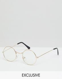 Круглые очки с прозрачными стеклами в золотистой оправе Reclaimed Vint Reclaimed Vintage 1231747
