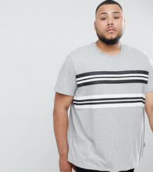 Серая футболка с полосками Burton Menswear Big & Tall - Серый 1327669