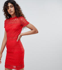 Кружевное платье-футляр с короткими рукавами Parisian Tall - Красный 1291317