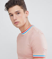 Розовая обтягивающая футболка с разноцветной отделкой ASOS DESIGN Tall 1280319